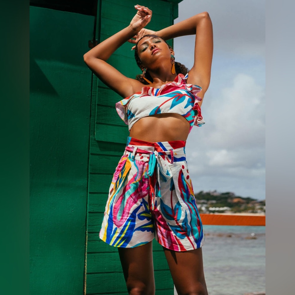 PatBo Floral One Shoulder Crop Top